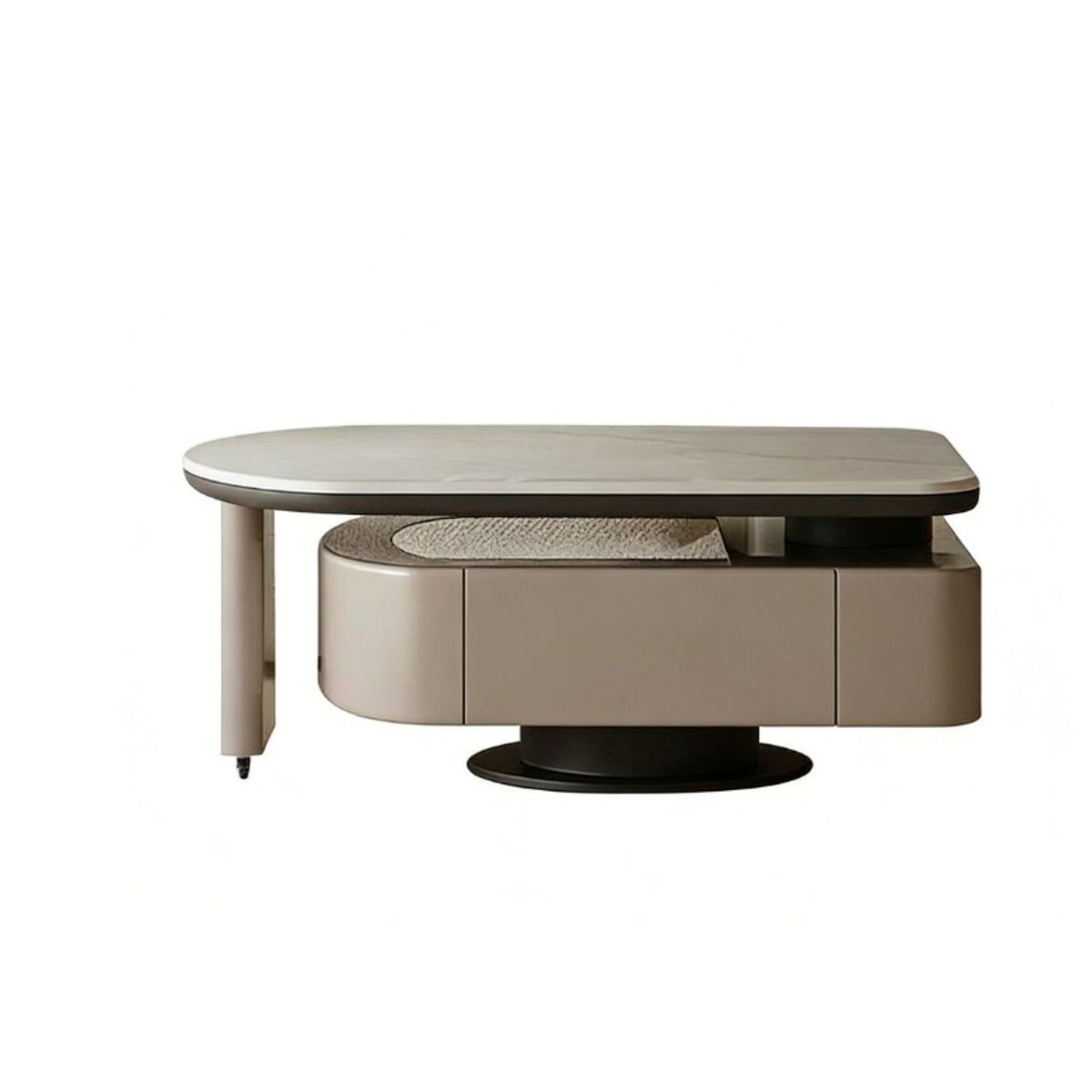 Coffee Table with Storage Natural Simplicity Artistic Look Rotating Table with Storage Minimalist & Theme Two-Level Design