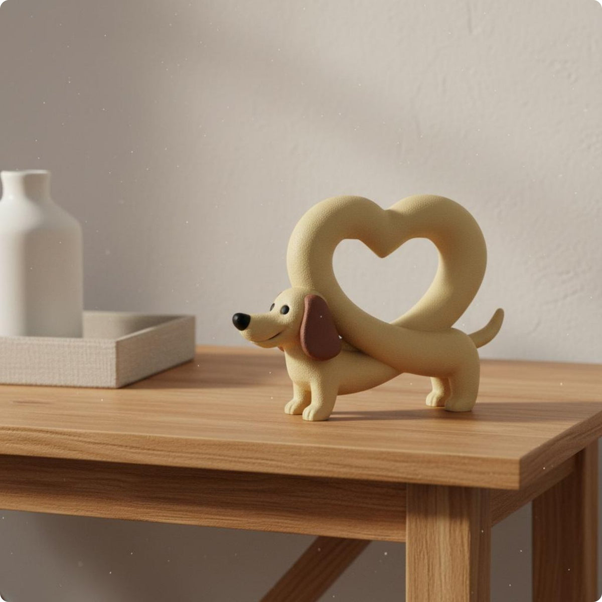 Heart Dog Statue Creative Gift Dachshund Figurine Novelty Design for Entryway