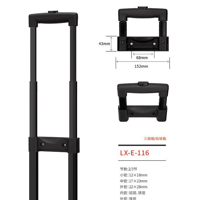 Aluminum Alloy Telescopic Luggage Handle with Wheels