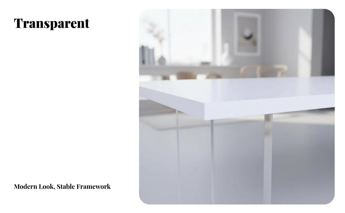 Minimalist Design Clear-Legged Wooden Table dense Wood Top Home Furniture Floating appearance Writing Desk Multi-Purpose for Decor admirers, Apartment Dwellers, Bedroom, Living Room, Entryway, Behind Sofa