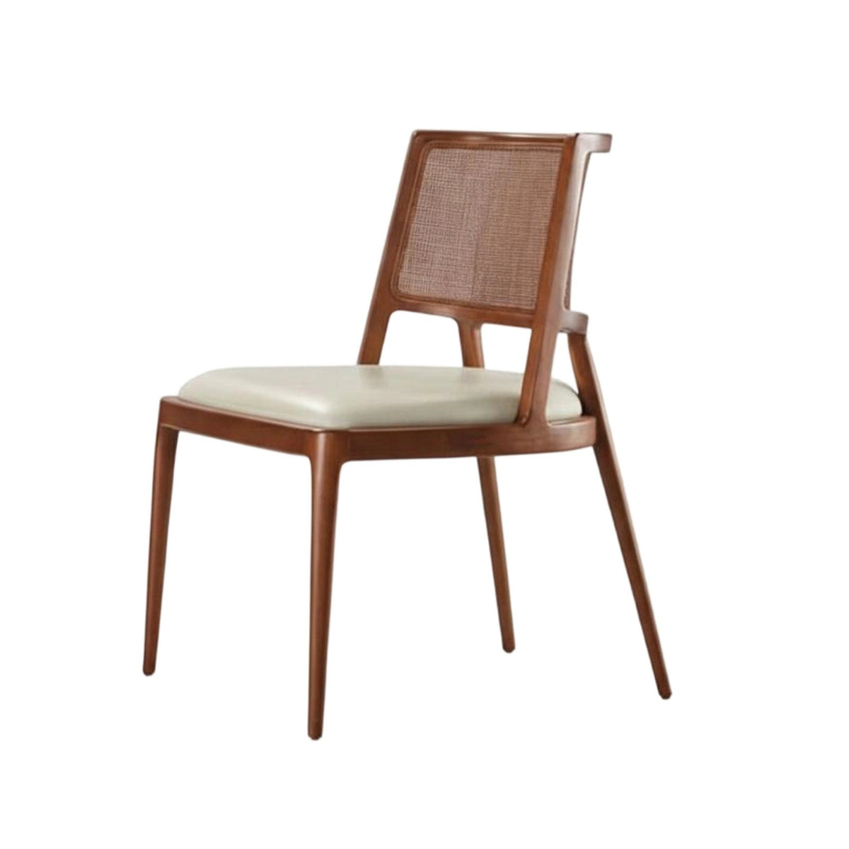 Upholstered Rattan rear Chair Wabi-Sabi Aesthetic V-Leg Cane Chair Retro Design Boho design for Families, Renters, Balcony