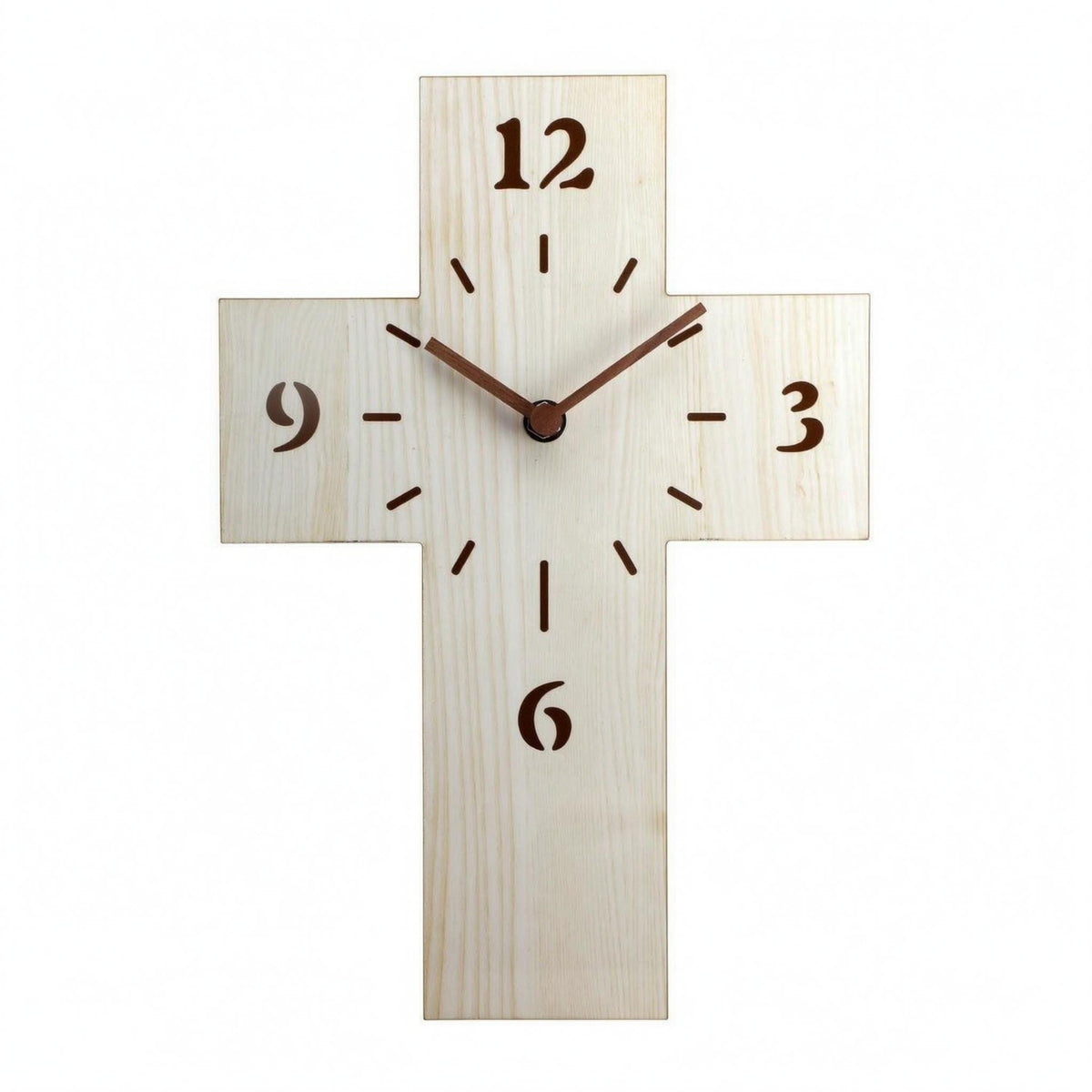 Cross-Shaped Wall Clock Engraved Numerals House Decoration Quiet Movement