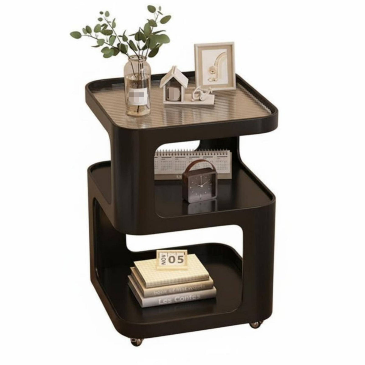 Curved Designd Rolling Table Space-Saving Design Rolling Curved Designd Table Modern and aesthetic