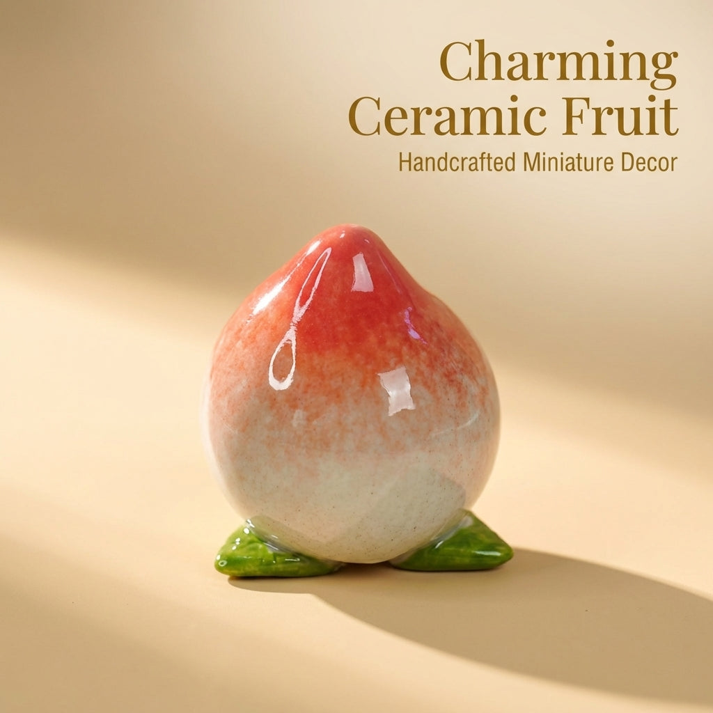 Ceramic Fruit Figurines Home Decoration, Hand-Painted Fruit Sculpture for Desk, White Porcelain Fruit Statues for Gifts