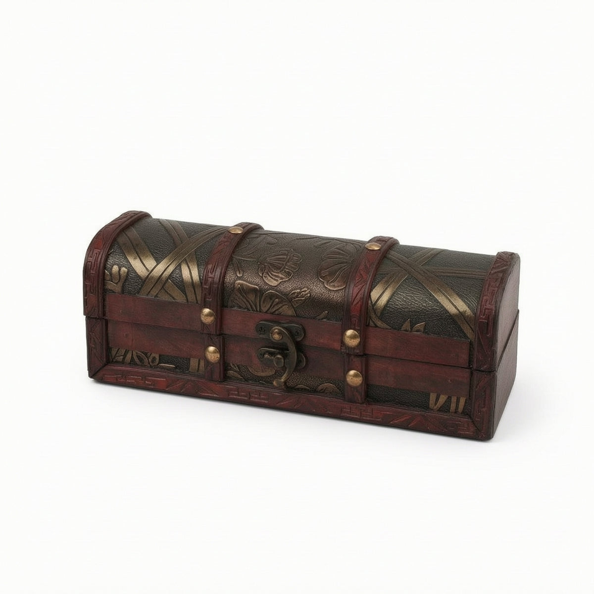 Hairpin Storage Box Retro Wooden Chest with Hinged Lid Small for Desk, Shelf