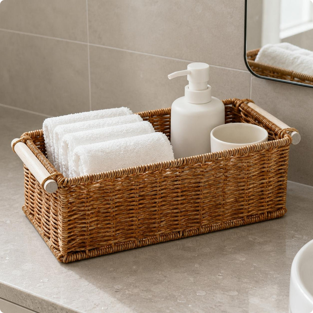 Rectangular Woven Basket Open Top Rectangular Storage Basket Handwoven