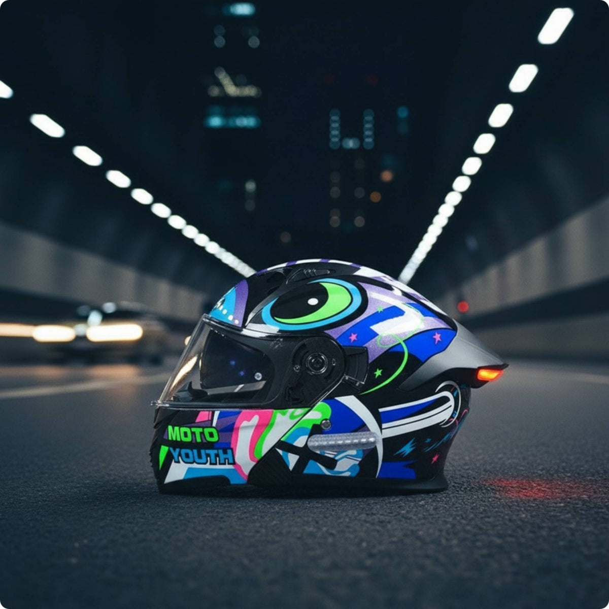 DOT Approved Modular Full Face Helmet | Aerodynamic, Full Face Helmet with Rear LED Lights, for Street Riding