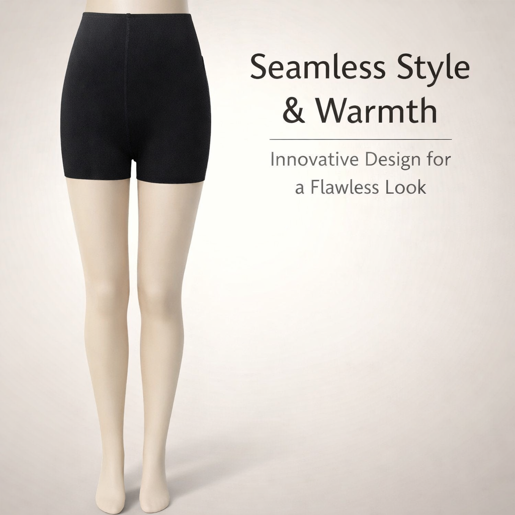 Tights for Women Fleece Lined with Thermal Insulation and Integrated Shorts, Winter Leggings with Shaping Panel Design