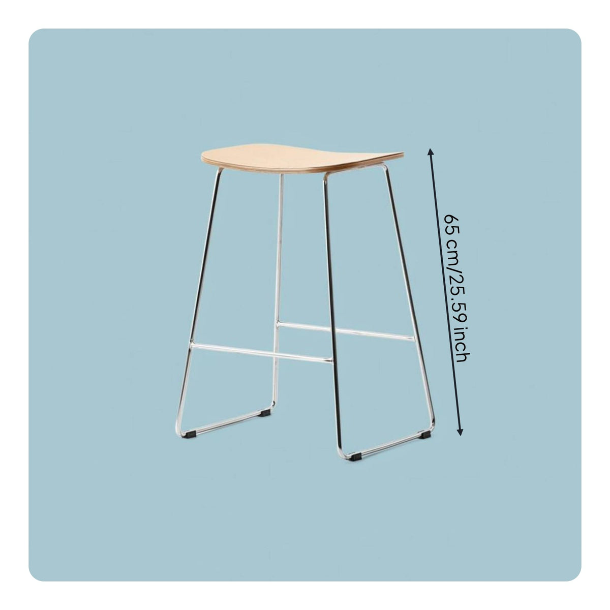 Minimalist Bar Stool Slim Metal Legs Home Seating Space Saving