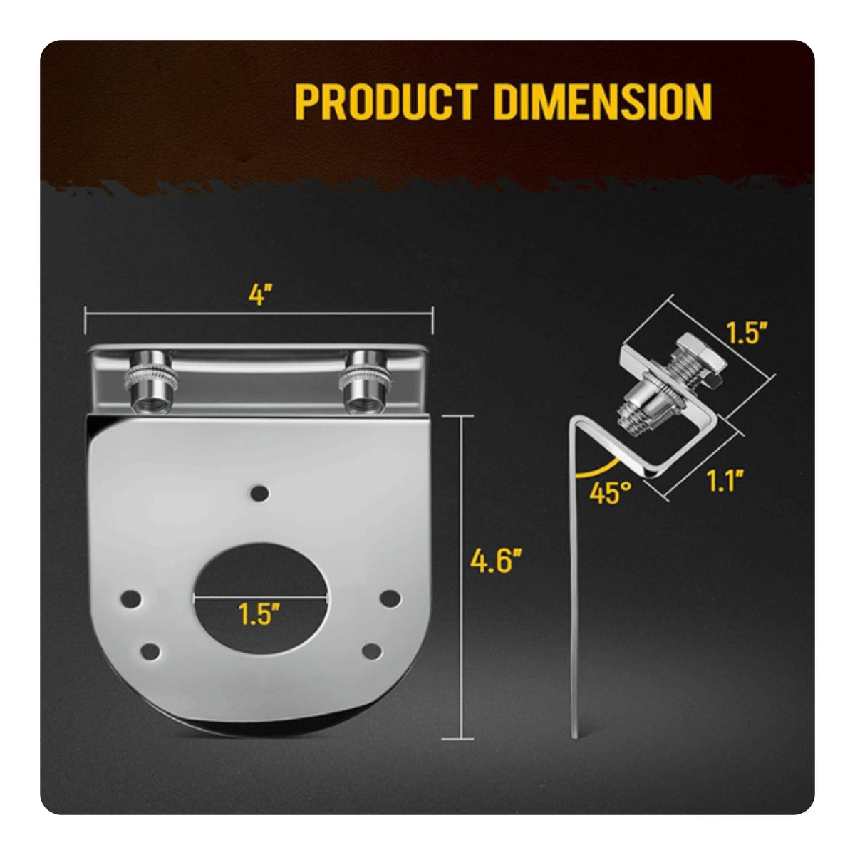 2 Pieces Stainless Steel Light Bracket No-Drill Mounting Bracket with Clamp Pre-Drilled Lamp Support Clamps Slim-Profile for Mechanics, Pickups