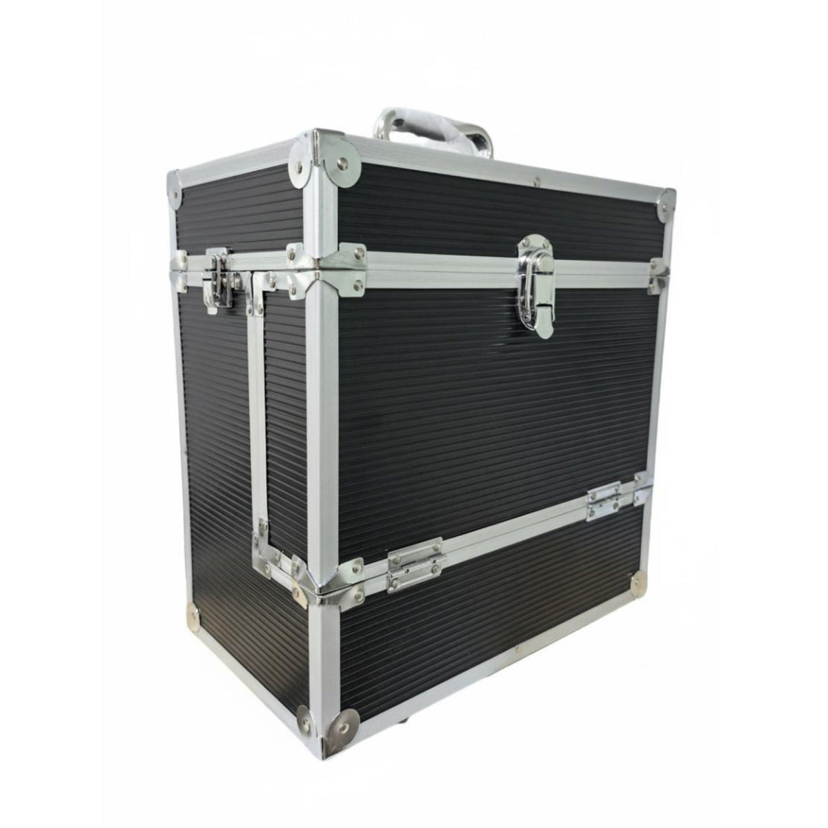 Moisture-Proof Vinyl Album Storage Box Reinforced Metal Corners Aluminum Album Flight Case Sturdy Construction LP Album Flight Case Portable for Audiophiles, DJs, Music Enthusiasts, DJ Booth, Archiving, Travel, Studio