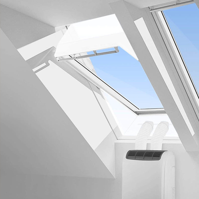Portable Air Conditioner Window Seal Cover with Duct, Light Gray, Thickened, Rain and Wind Resistant