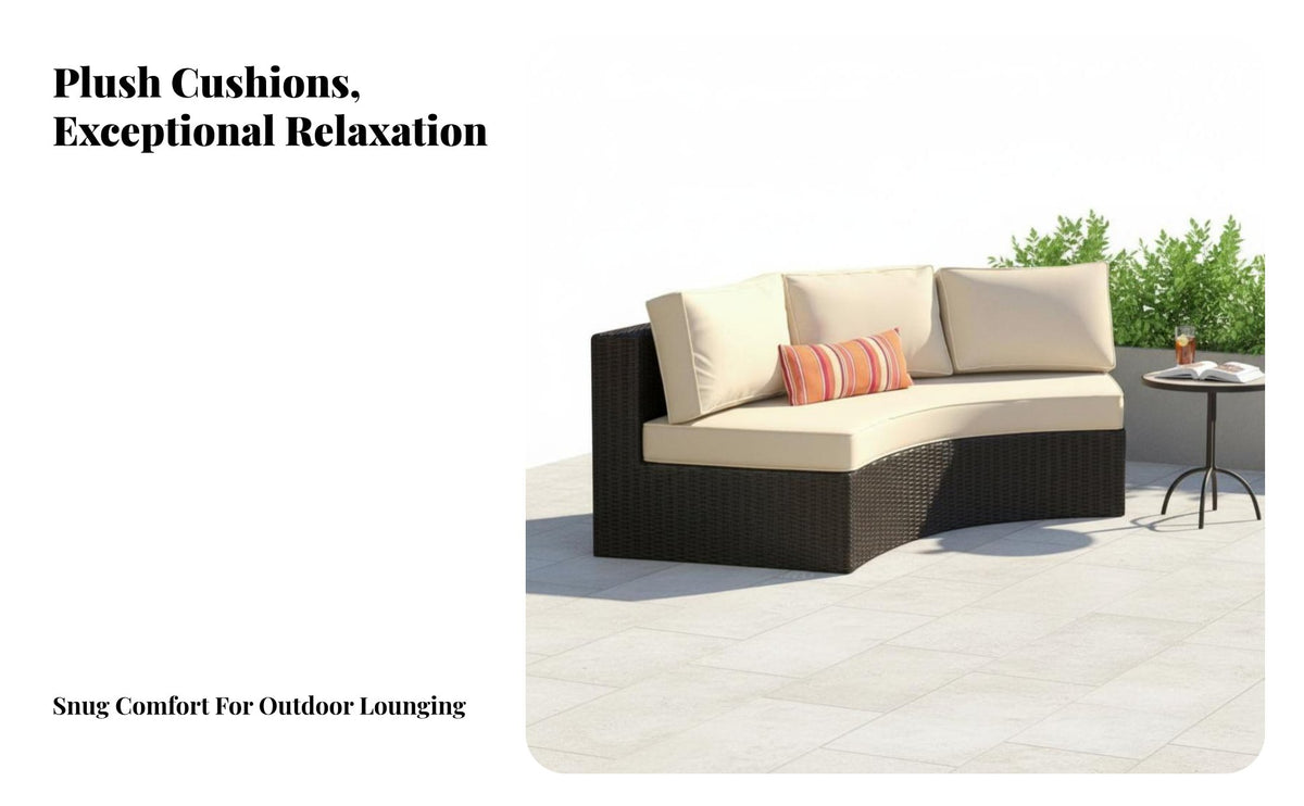 Semicircular Sectional Sofa Weather-Resistant Half-Moon configurable Sofa Handwoven Design exteriordoor Furniture for Families, Hosts, Garden, Terrace, rearyard