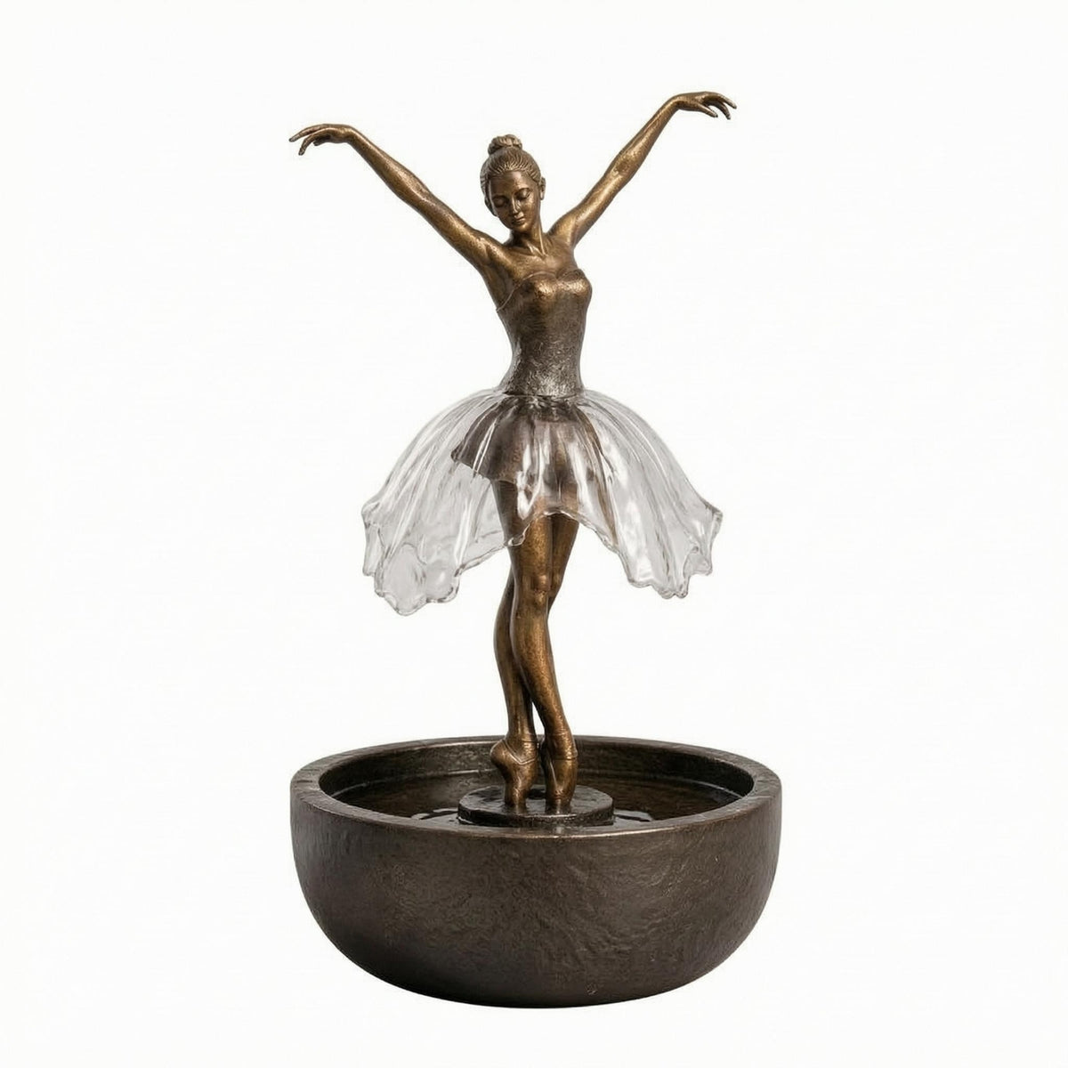 Ballerina Fountain Round Basin Table Ornament Rustic Design