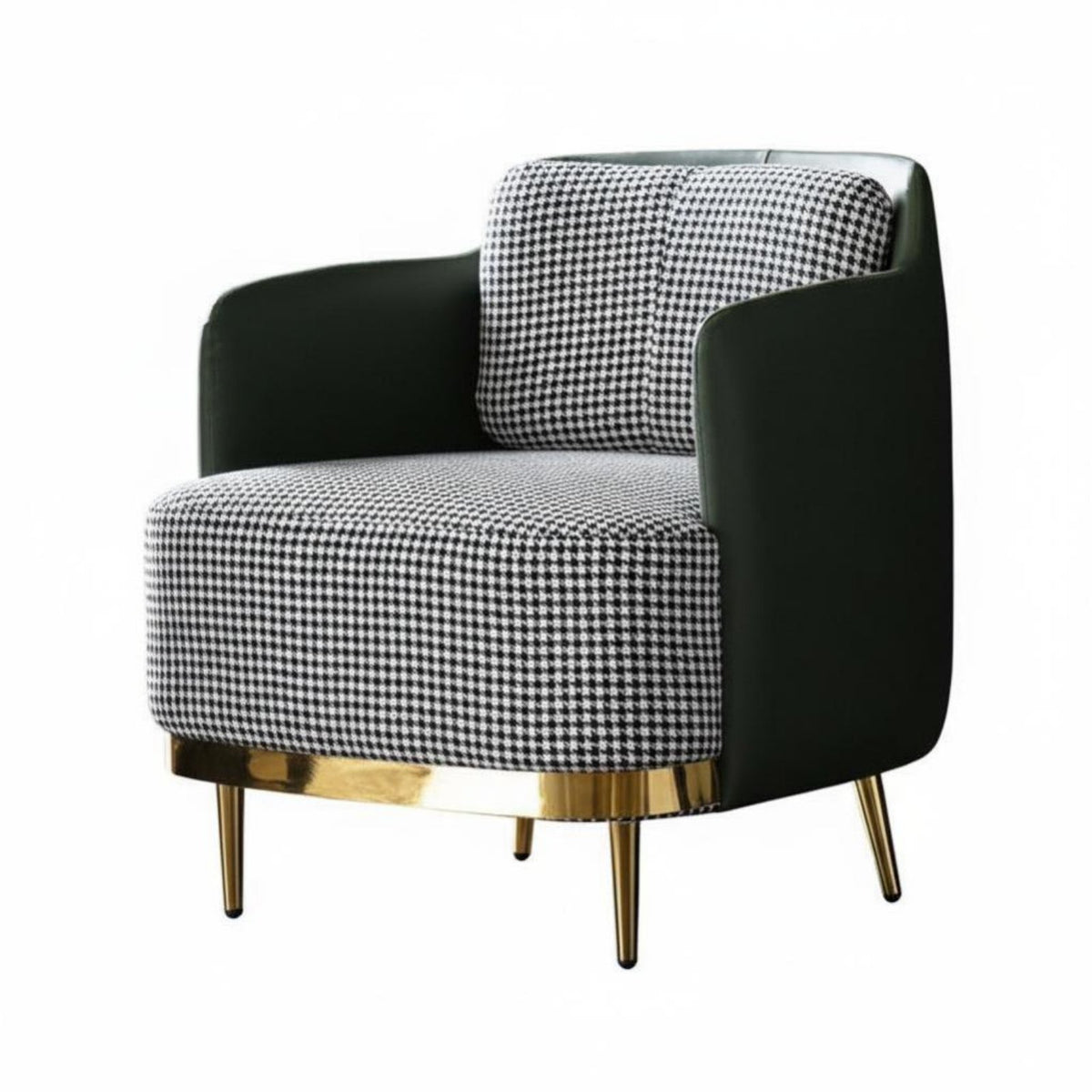 Houndstooth Armchair Nordic Design Upholstered Accent Armchair Retro Design Easy Assembly for Readers, Living Room