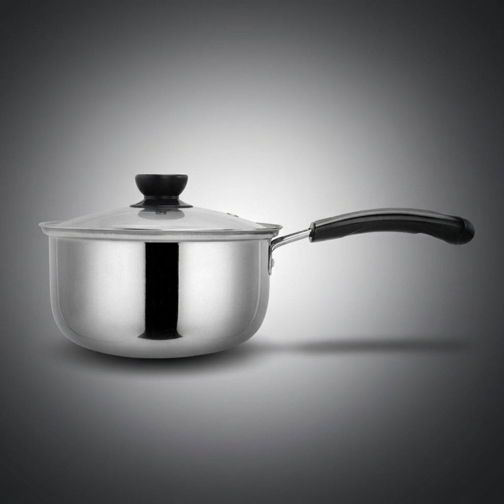 Induction Hob Milk Pan for Baby Food, Stainless Steel Pot with Silicone Handle and Lid, Small Saucepan for Gas Hob, Noodle Pot for Electric Hobs