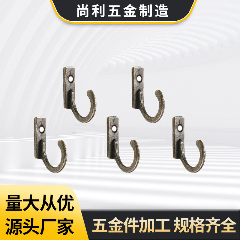 Antique Alloy Mini Wall Hooks, Single Row, Single Hole, Set of 10