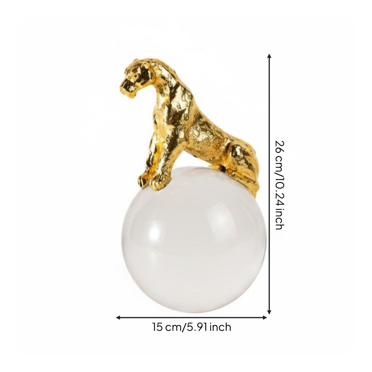 Figurine on Sphere Luxury Look Feline Sculpture Statue Elegant Gift Crystal Ball Cheetah Sculpture for Living Room, Entryway, Desk