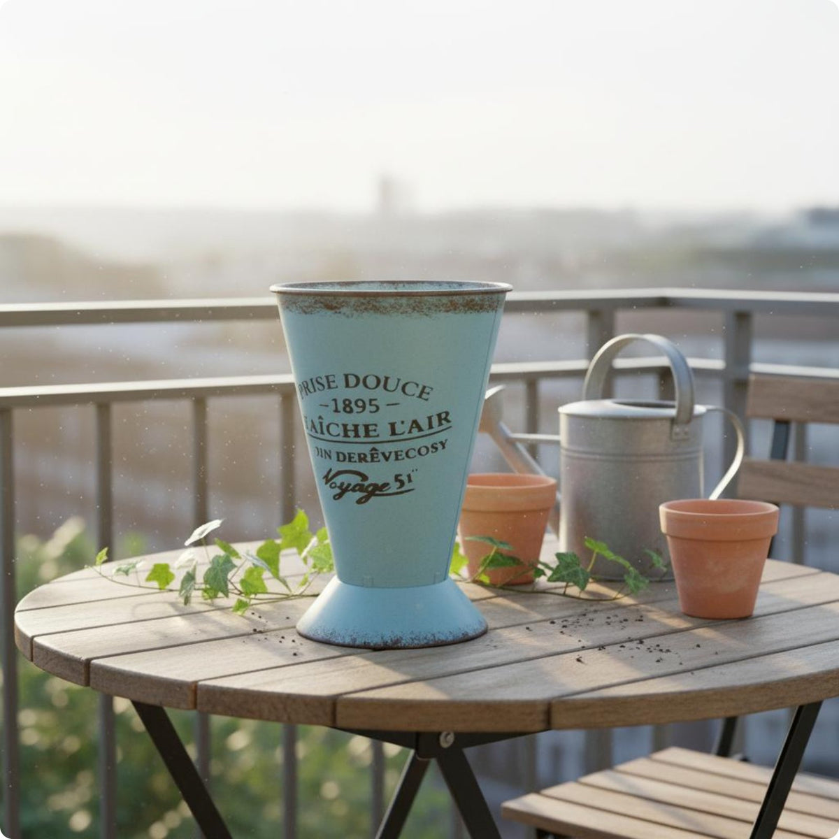 Ice Cream Container Planter with Base Rustic Container Vase Decorative Print