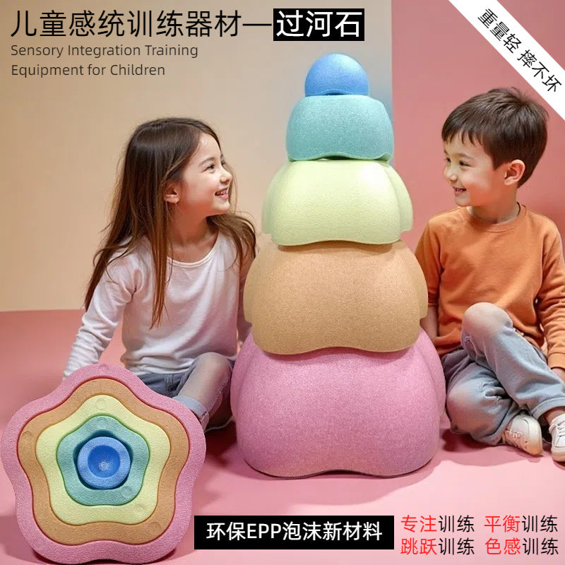 Rainbow River Stone Balance Training Toy for Kids