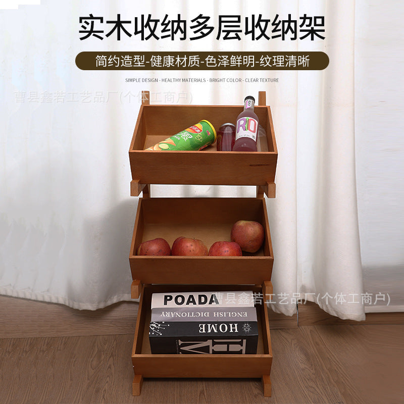 Solid Wood 3-Tier Storage Shelf for Kitchen, Living Room, and Dining Room