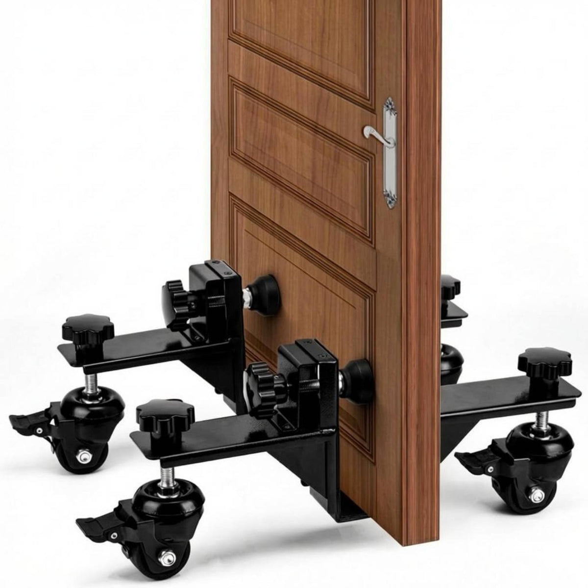 2 Pieces U-Shaped Cradle Door Moving Dolly Adjustable Clamp Door Panel Dolly Swivel Caster Wheels Material Handling Equipment Threaded Tightening Knob
