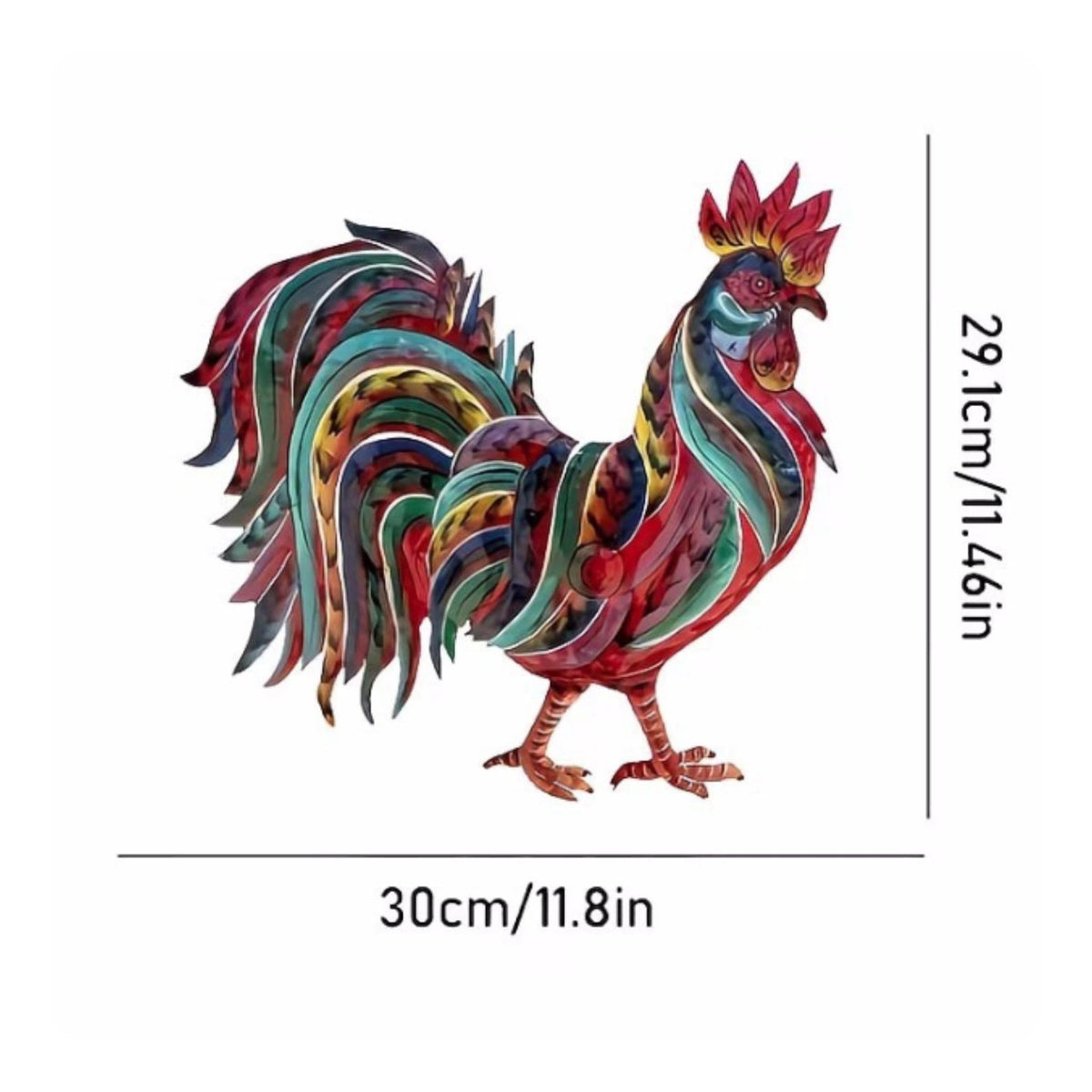 Metal Cockerel Wall Decor Easy to Hang Metal Cockerel Wall Art Colorful House Decoration for Entryway, Porch