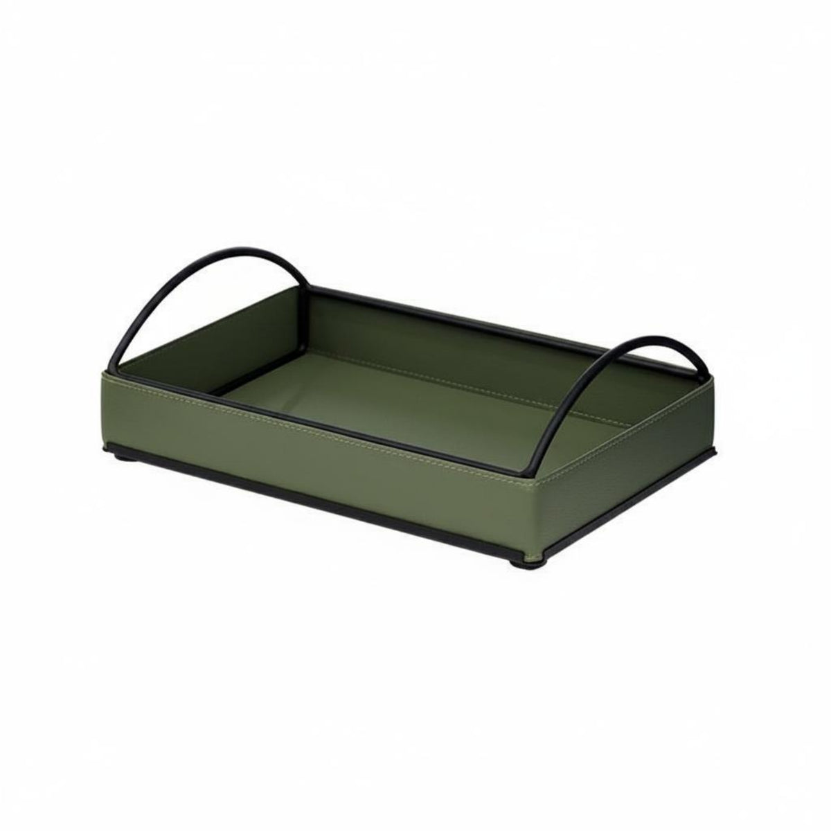 Rectangular Storage Tray Arched Handles PU Leather Tray Decorative