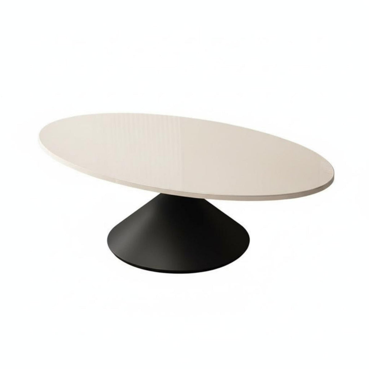 Sintered Stone Top Oval Pedestal Table Light Luxury aesthetic Oval Centerpiece with two Pillar Base Minimalist Design Living Room Furniture Waterproof Surface for Apartment Dwellers, Homeowners, Interior Designers