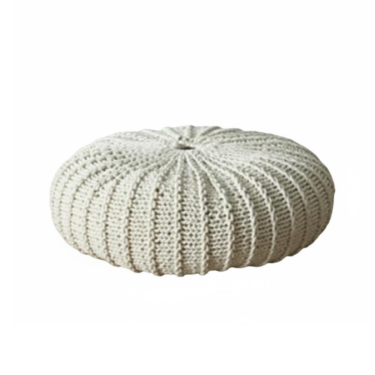 Knitted Round Ottoman Japanese Aesthetic Pouf Removable and Washable Cover