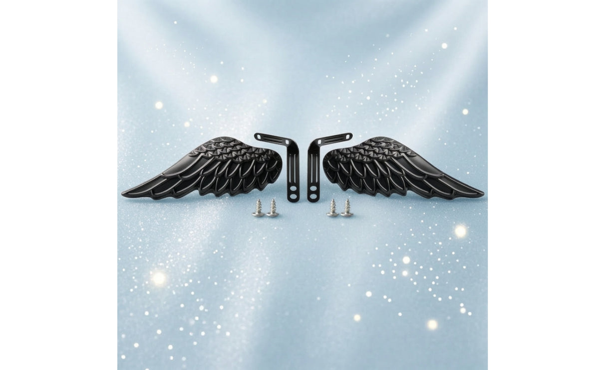 Feather Angel Wings Ornament Metal Angel Wing Decorations 3D Handlebar Wings with Brackets Embossed for Motorcyclists, Riders, Handlebars, Motorcycles, Electric Bicycles