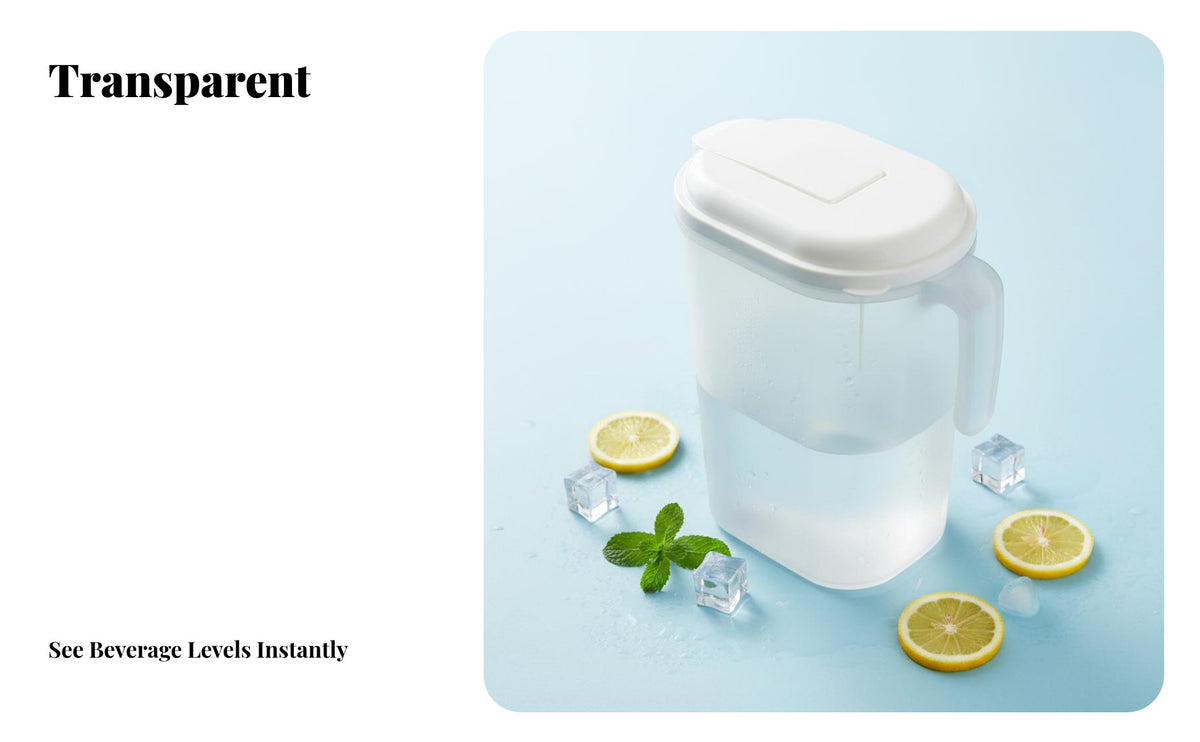 Refrigerator Drink Pitcher with Lid Heat Resistant Cold Water Pitcher Food-Grade PP Material Large Capacity Beverage Jug for Restaurant, Bar