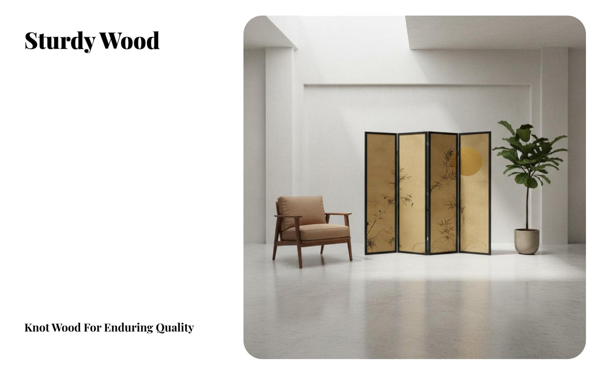 Foldable Multi-Panel Partition Traditional Chinese Aesthetic Oriental Art Panel Set Movable Folding Screen Bamboo and Landscape pattern for Interior Decorators, Studio Apartment Dwellers, Restaurant Owners, Bedroom, Dressing Area, Home away fromice