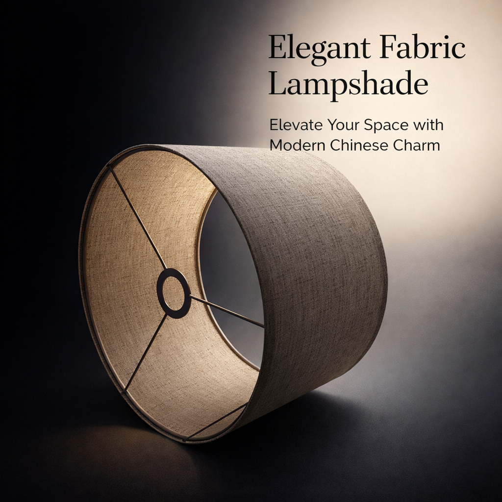 Linen Lampshade for Table Lamps with Chinese Style Textile, Easy Detachable Design for Floor Shade Replacement