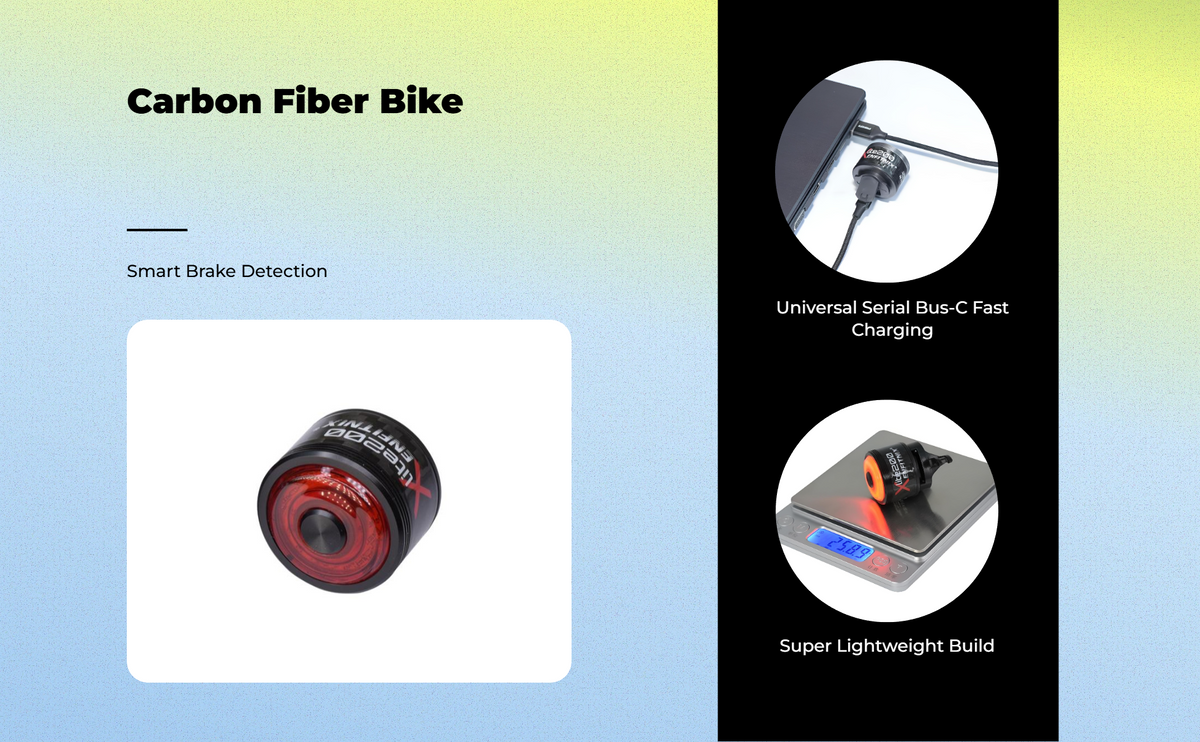Ultra bright carbon fiber bike light
