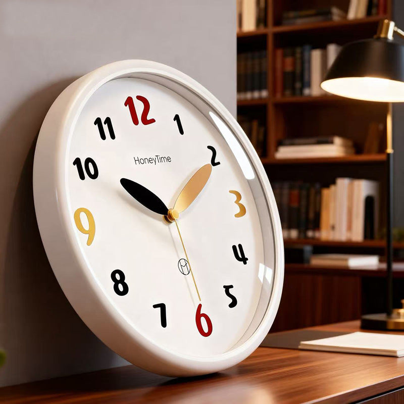 Modern Minimalist Wall Clock with Silent Movement, Battery Operated, Round PVC Dial