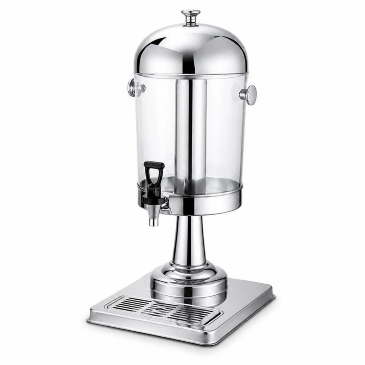 8 L Beverage Dispenser Polished Silver Finish Pedestal Beverage Dispenser Crystal Clear