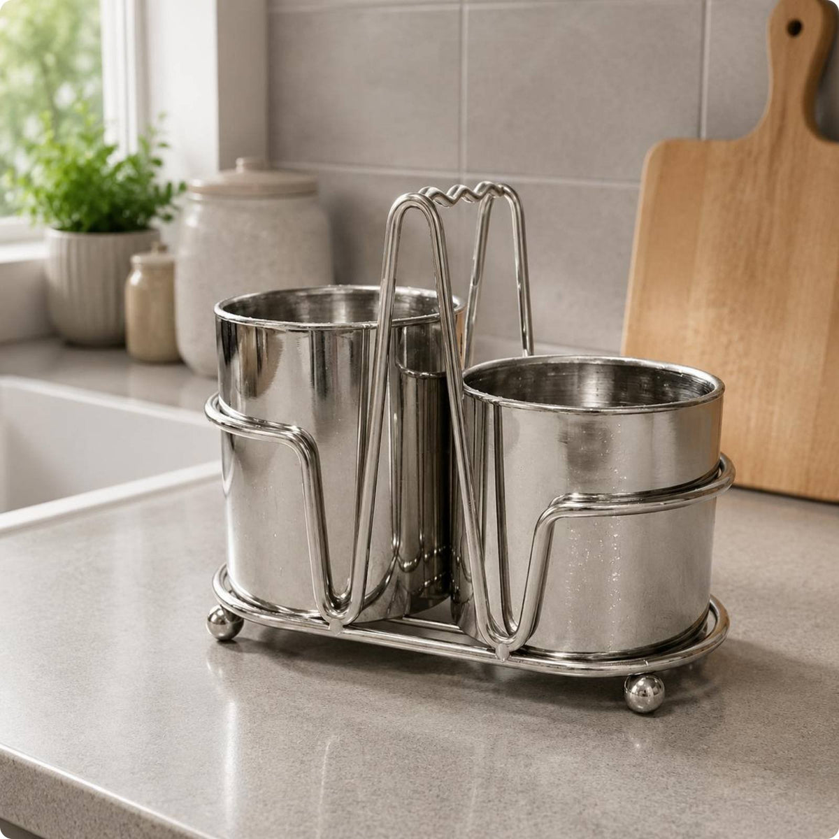 Stainless Steel Utensil Holder Rust Proof Tableware Holder Stand Long-Lasting