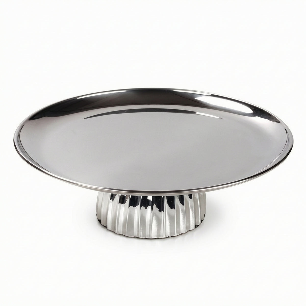 Elevated Tray with Pedestal Base Silver-Tone Mirrored Pedestal Fruit Bowl Reflective Footed Round Tray for Home Stylists