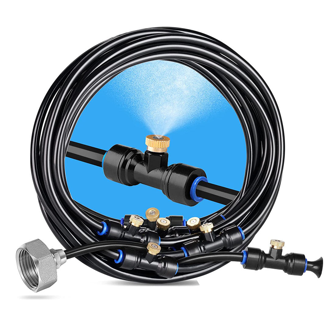 Cooling Mist Spray Set with Spray Nozzles for Trampoline Automatic Watering Micro Sprinkler Irrigation System (US)