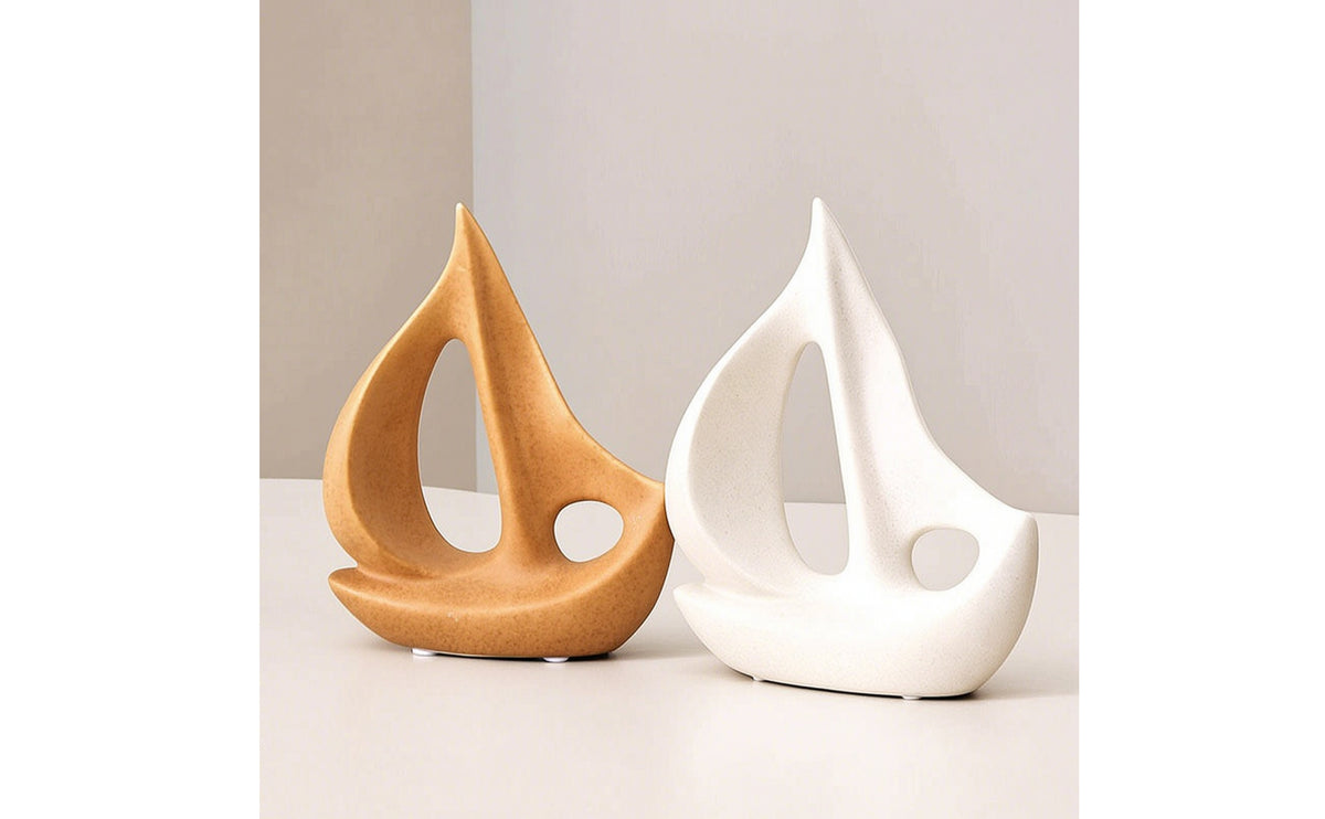 Elegant Ceramic Sailboat Matte Sailboat Ornament Modern Boat Sculpture Minimalist for Homeowners, Minimalists, Bookshelf, Living Room, Entryway, Housewarming