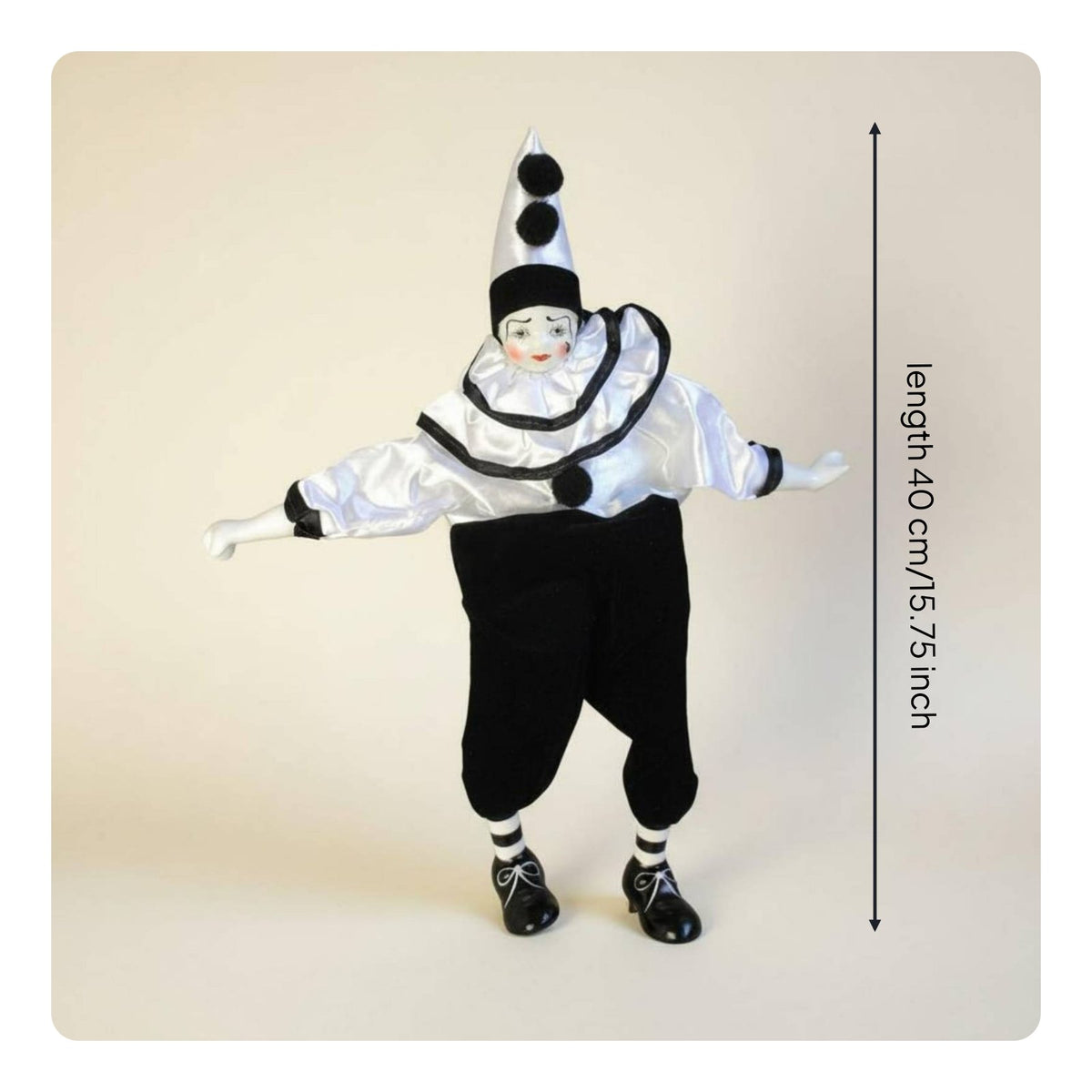 Dangling Leg Clown Ornament Collectible Ceramic Pierrot Doll Vintage Style House Decoration for Collectors
