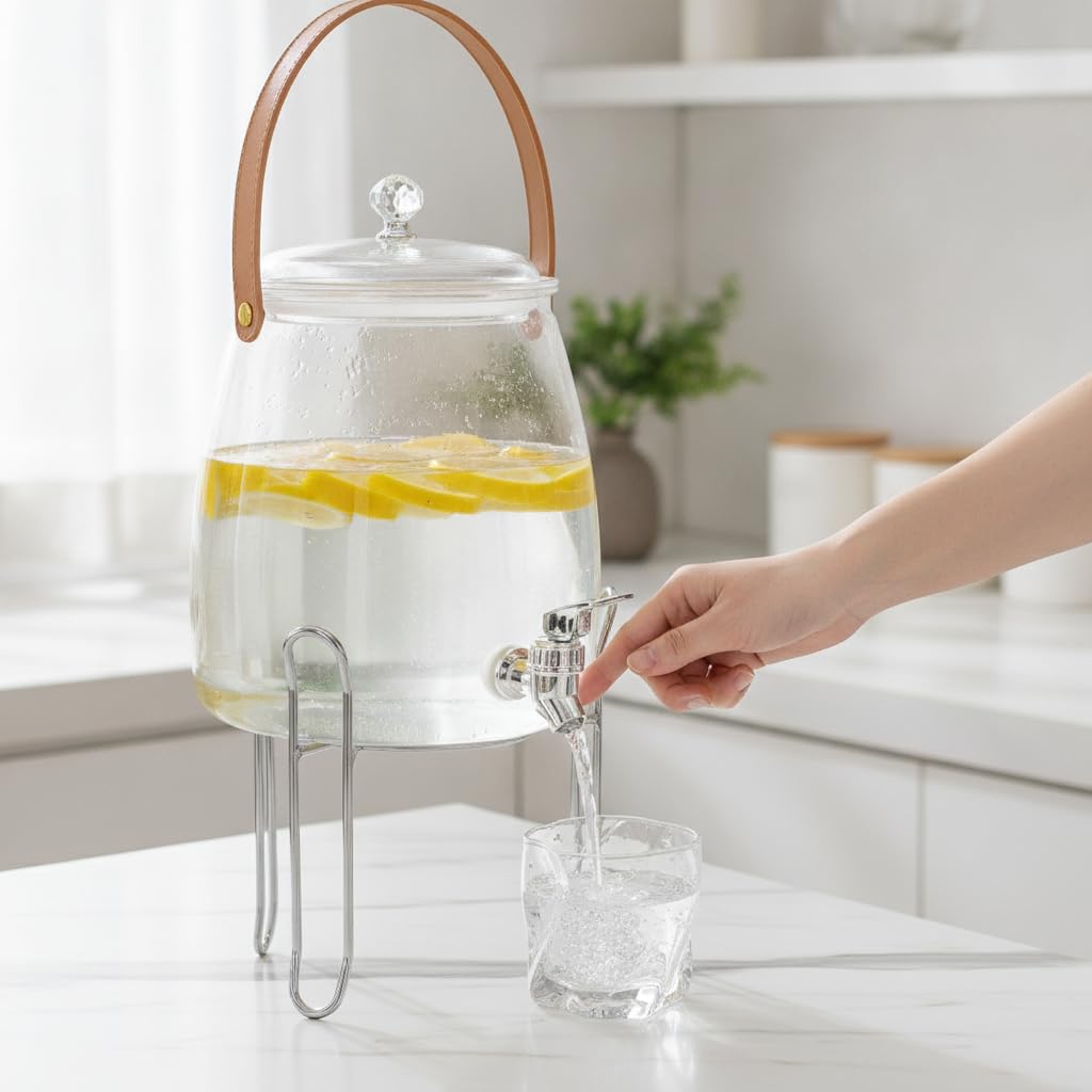 Large Capacity Household Beverage Dispenser with Electroplated Faucet, Food-Grade Plastic Tea Water Separator for Summer Ice Drinks