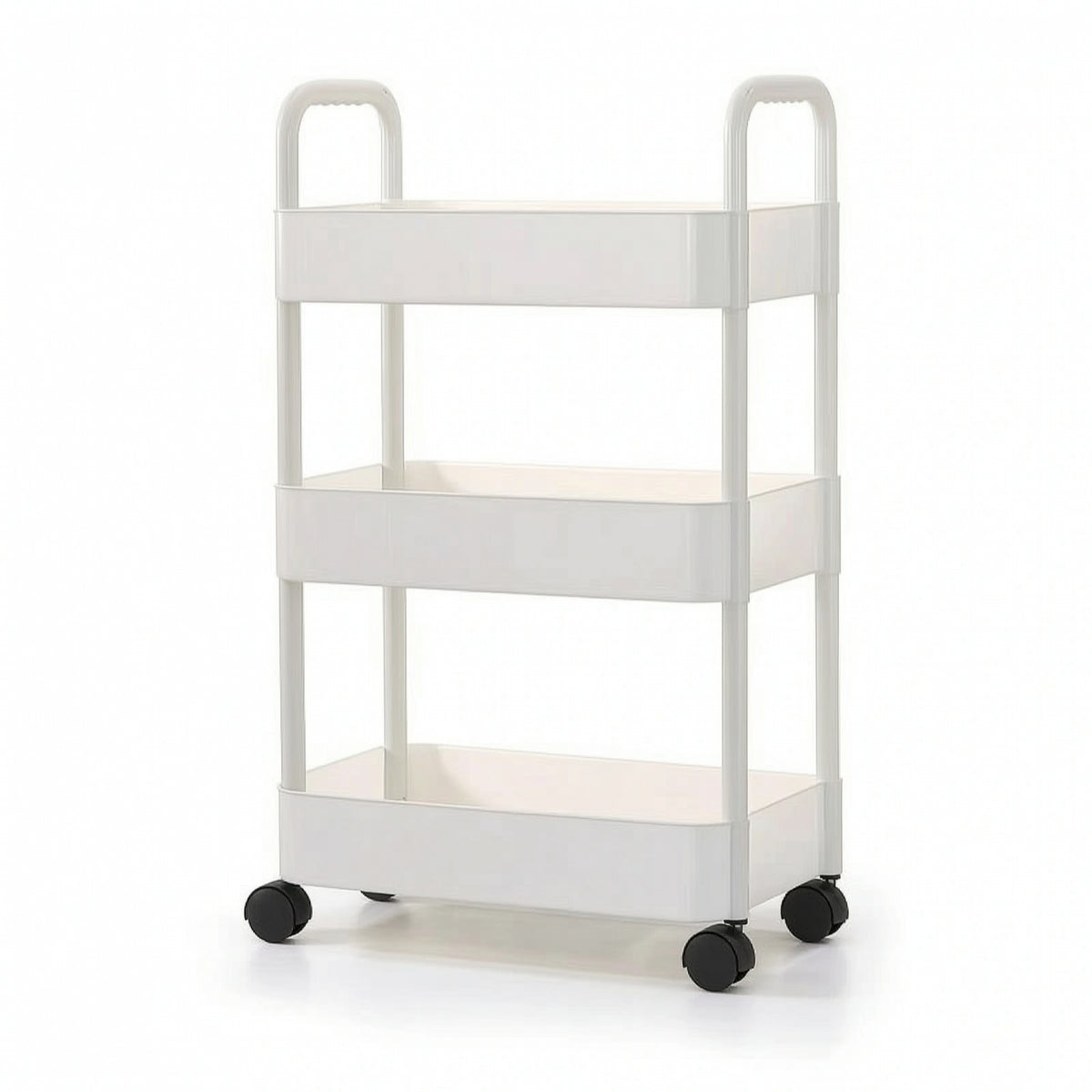 3-Tier Rolling Cart Easy to Move Rolling Storage Cart with Mesh Shelves