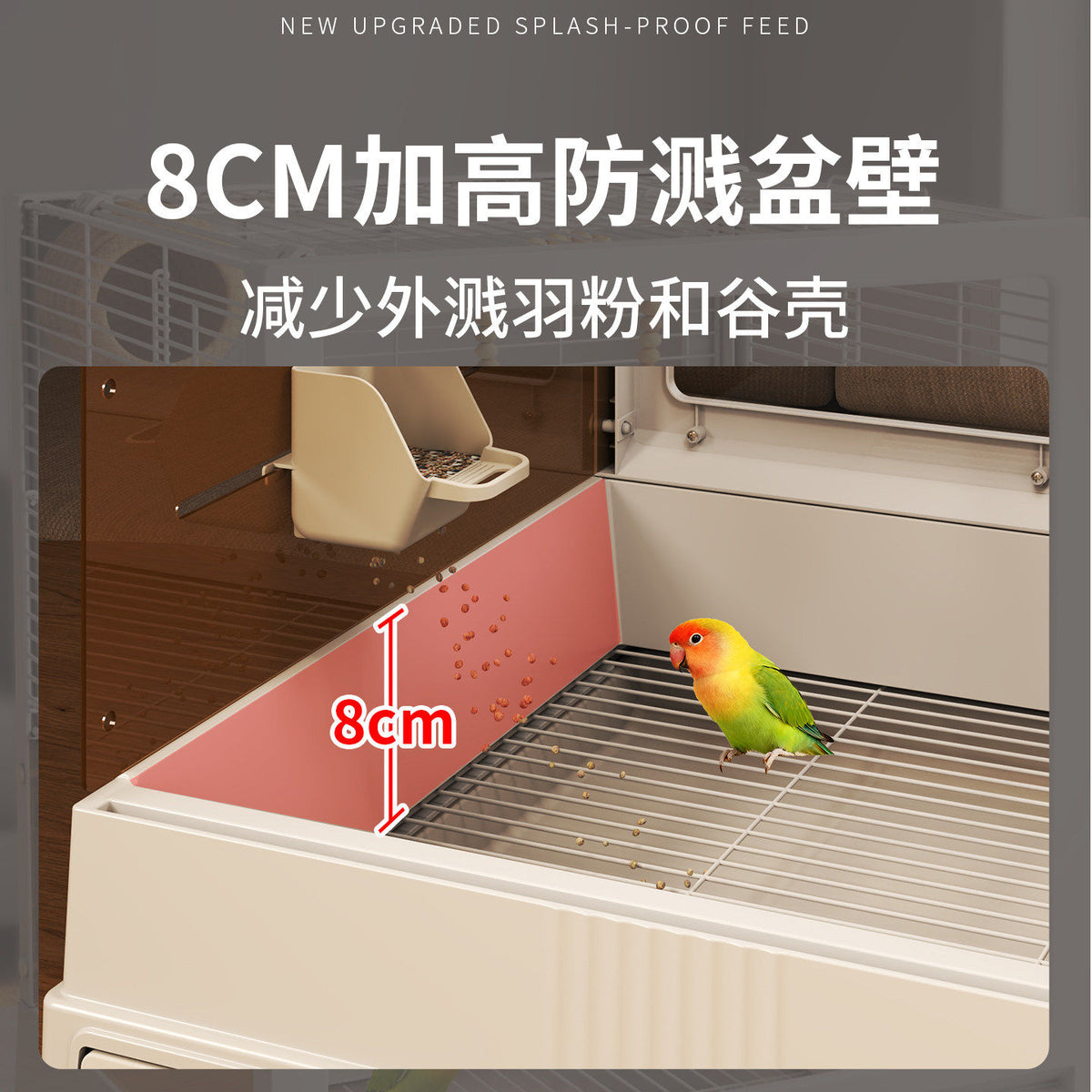 Bird Cage for Parrots with Anti-Splash Design, Large Home Villa Style