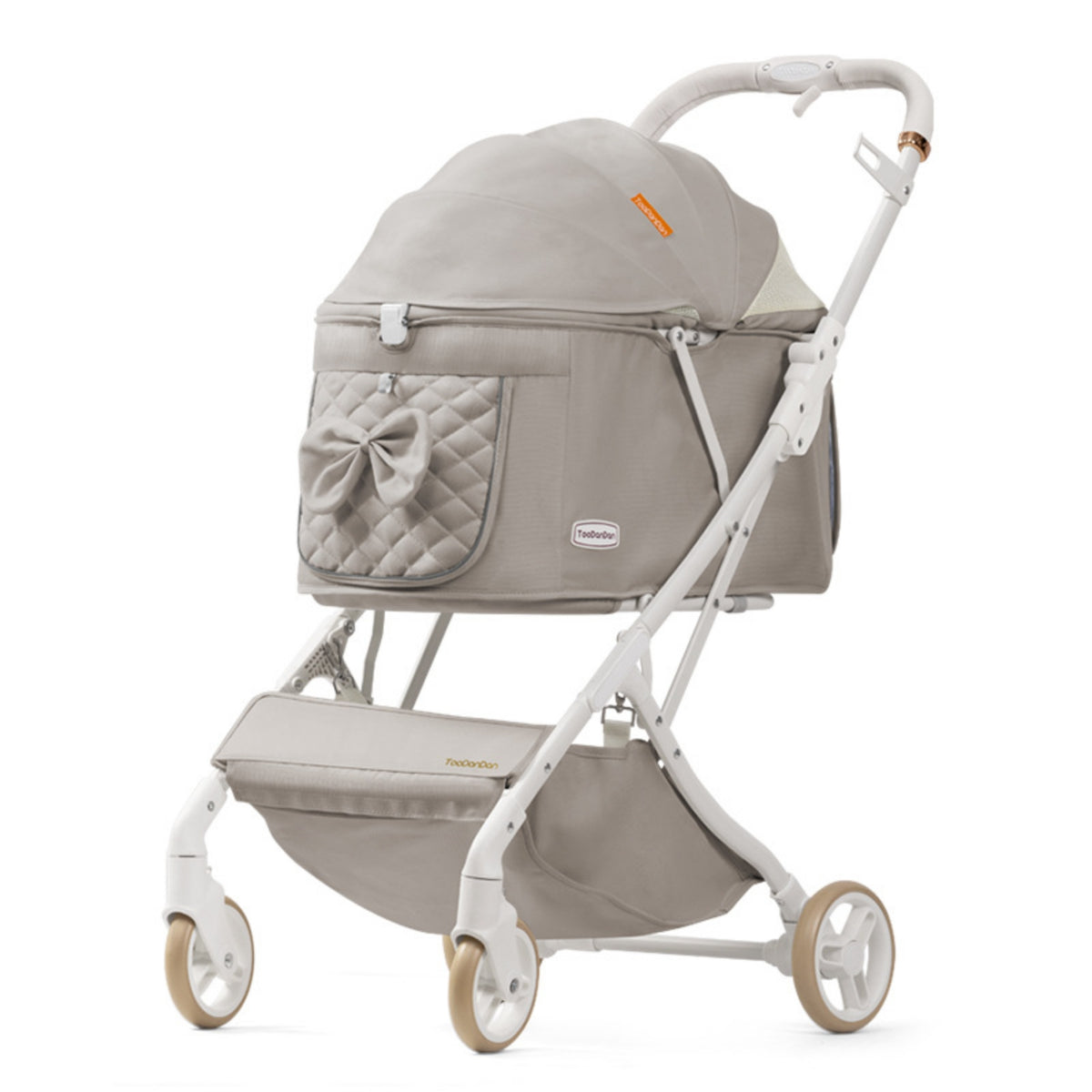 Foldable Pet Stroller Breathable Pet Stroller with Storage Basket Dog Pram Compact Lightweight for Small Dogs, Walks