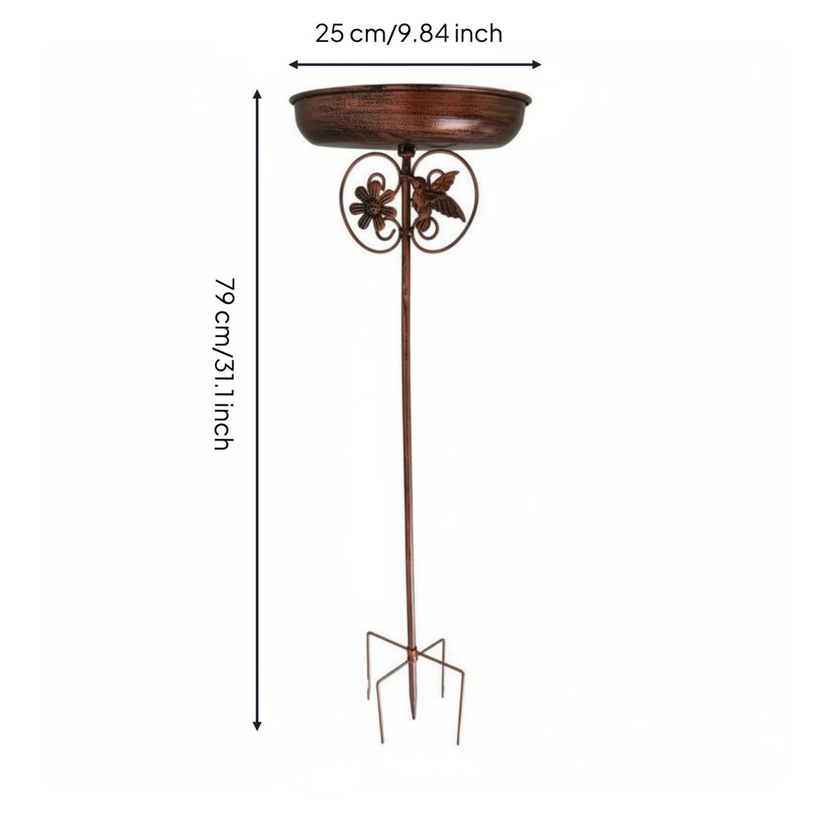 Metal Bird Bath Outdoor Garden Decor Decorative for Patio