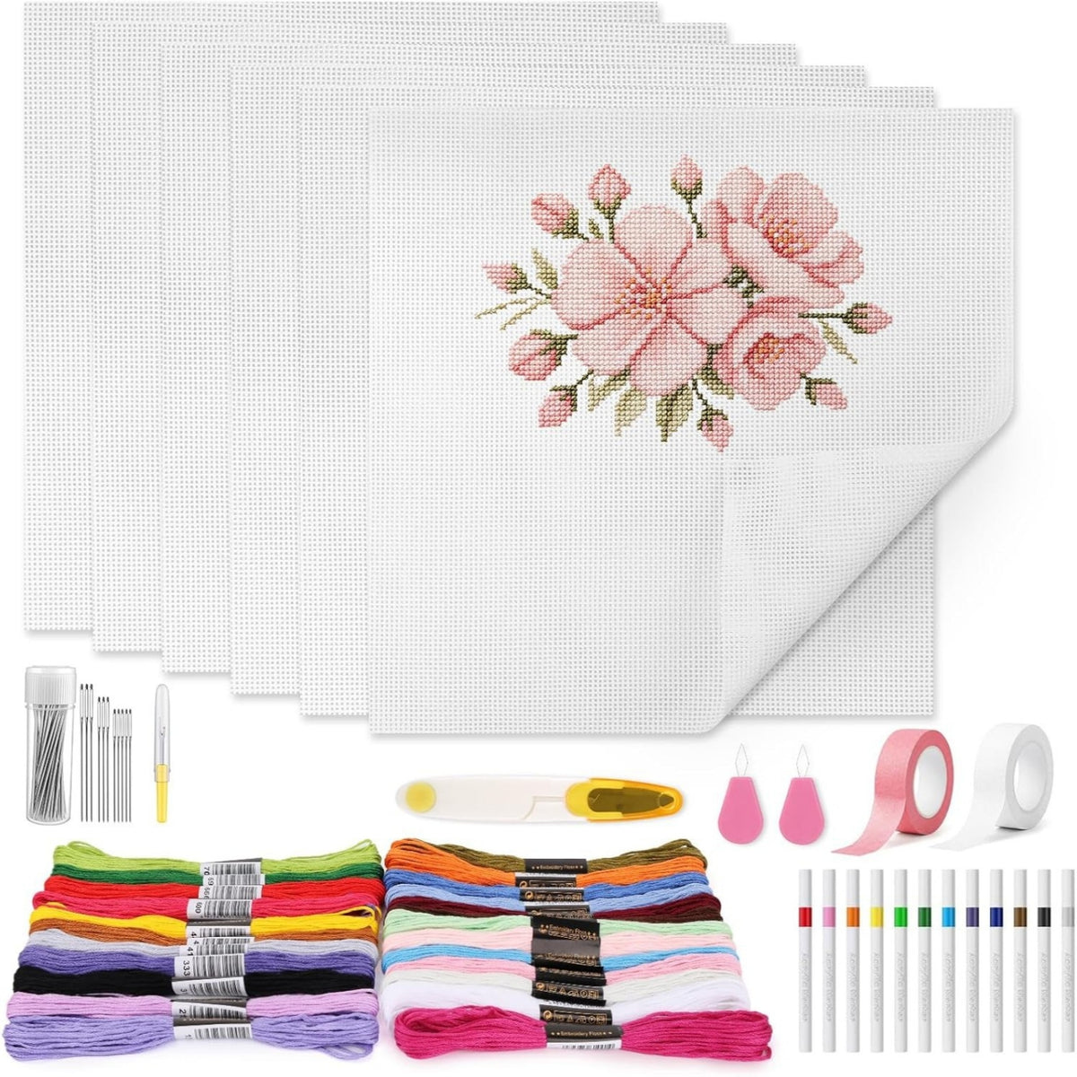 Neat Holes Rectangular Canvas Sheet Mesh Embroidery Canvas White