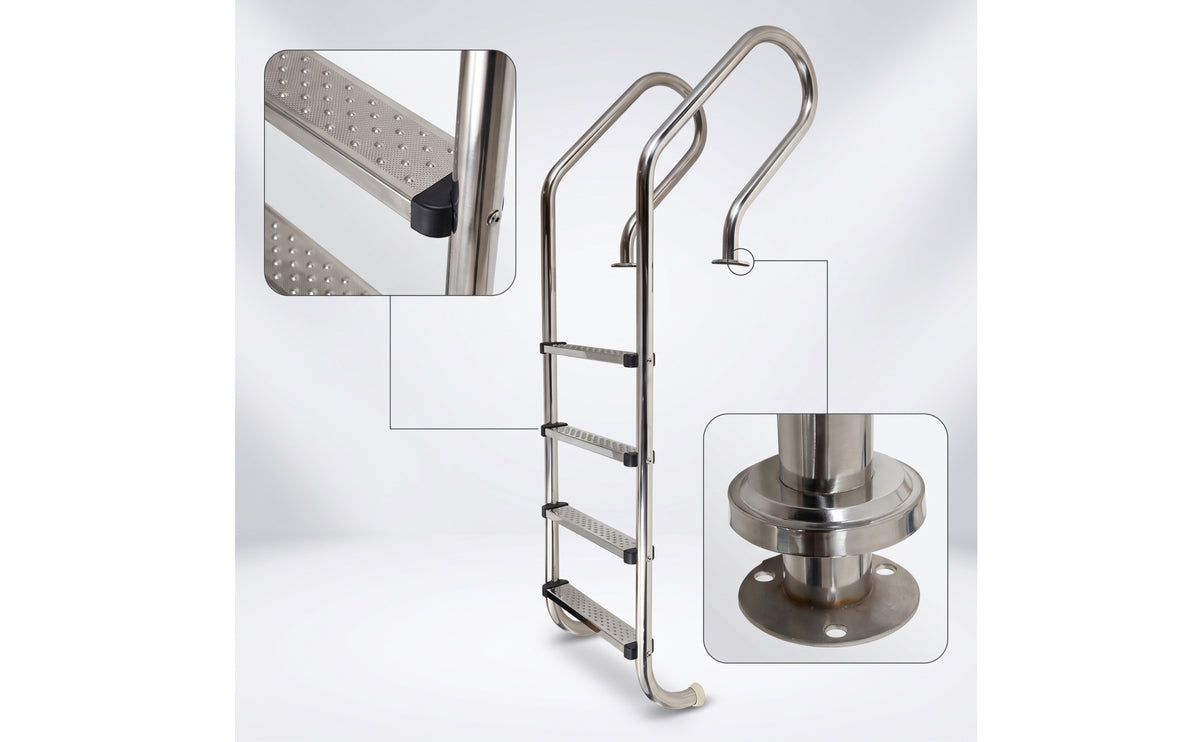 Pool Steps with Handrails Easy to Install Stainless Steel Pool Ladder Anti-Slip for in-Ground Pools