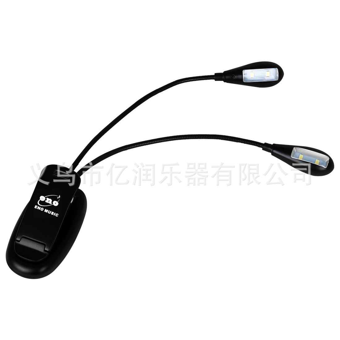 Black Dual-Head Double-Rod Music Stand Light Portable Clip-On Light for Children's Practice Night Light Flexible Deformable Black